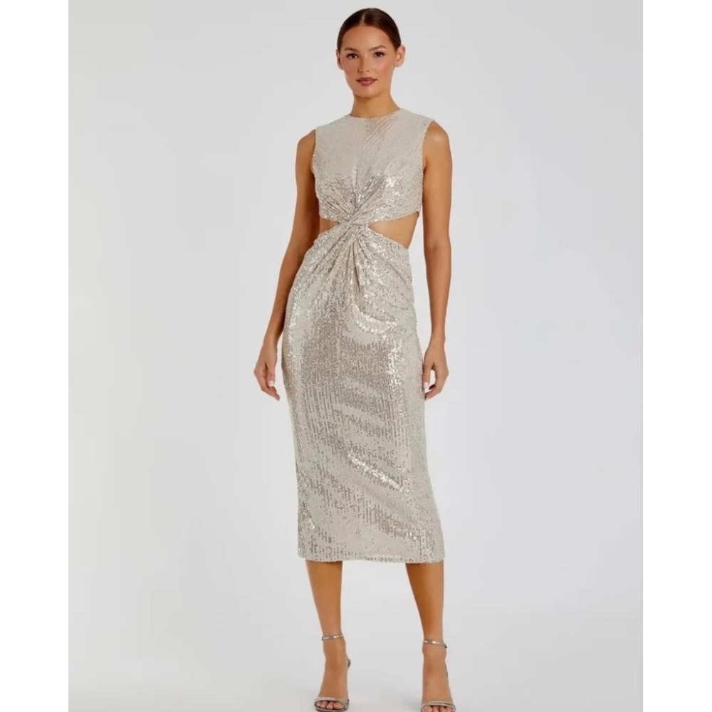 NWT leena Mac Duggal Nude SequinCutout Dress Style 27022 Sz 4 $298‎